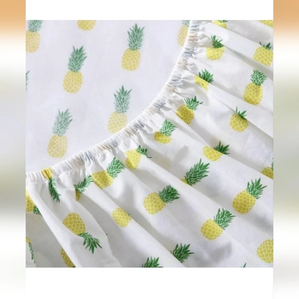 Tropical Pineapple Print Bedding Set - Yellow and Green